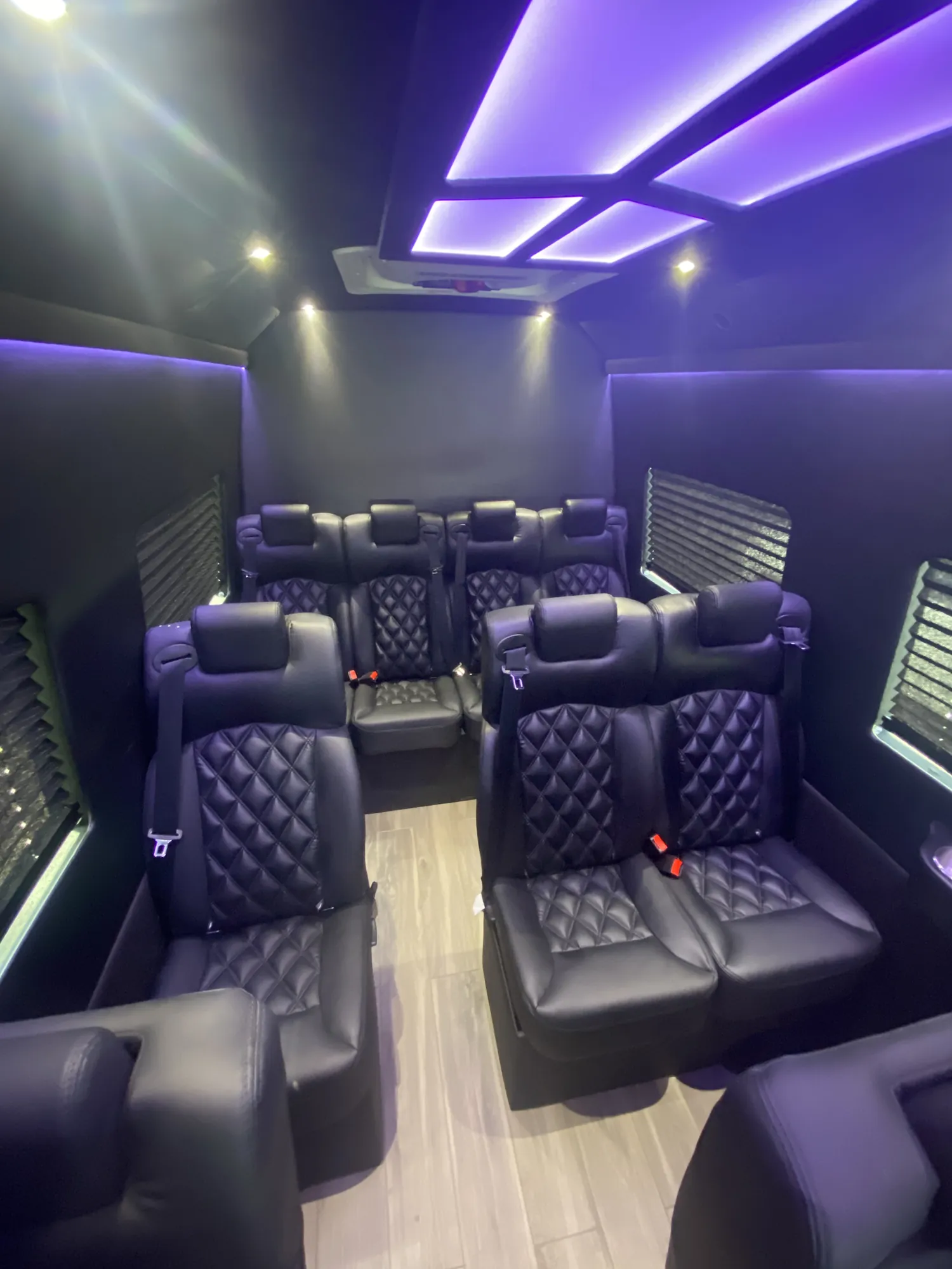 Executive Sprinter interior with forward-facing seats